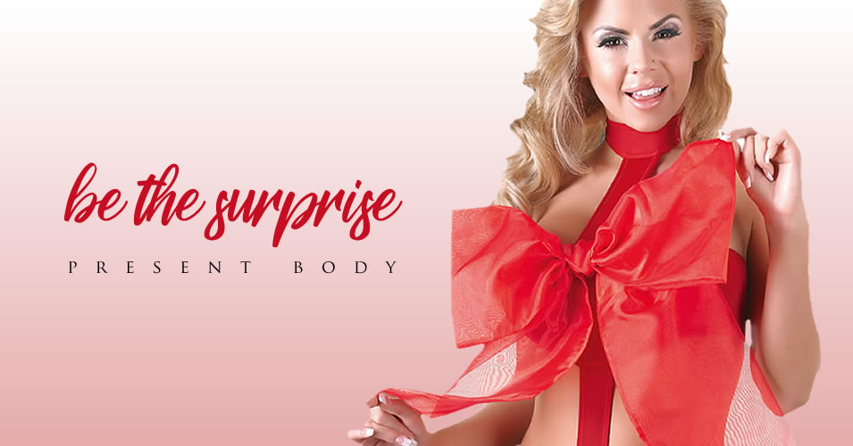 Body mit Schleife in Rot  - Be the surprise