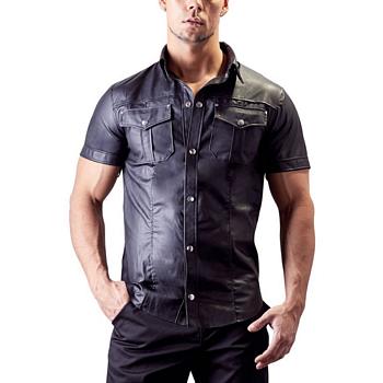 Sexy Mens Shirt in Black Leatherlook