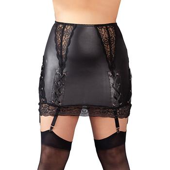 Plus Size Wetlook and Lace Skirt with Suspenders