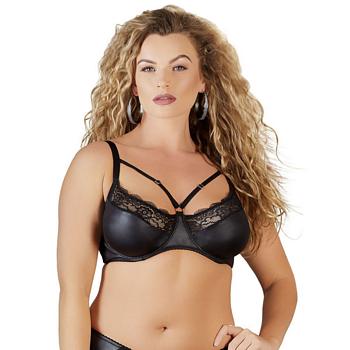Plus Size Wetlook Underwired Bra with Lace
