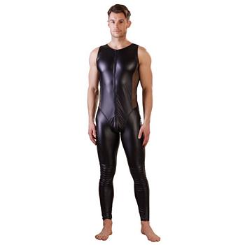 Wetlook Jumpsuit with Net Inserts