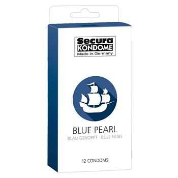 Secura Blue Pearl Sort Kondom med Nopper
