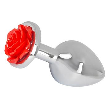 Aluminium Analplug mit Rose am Fuß