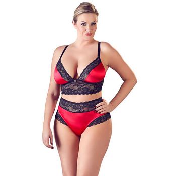 Plus Size Bralette set in Red and Black