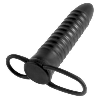 Anal Dildo Ribbed Double Trouble med Penis- og Testikelring