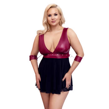 Plus Size Babydoll in Wetlook and Hush with Arm Cuffs