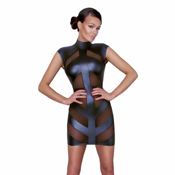 wetlook Dress with Transparent Nylon Inserts