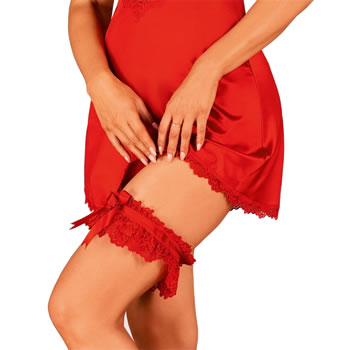 Amor Cherris Garter in Red Lace