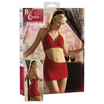 Rød Halterneck Minikjole med fri mave