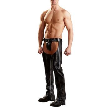 Mens Chaps in Black Leather Look